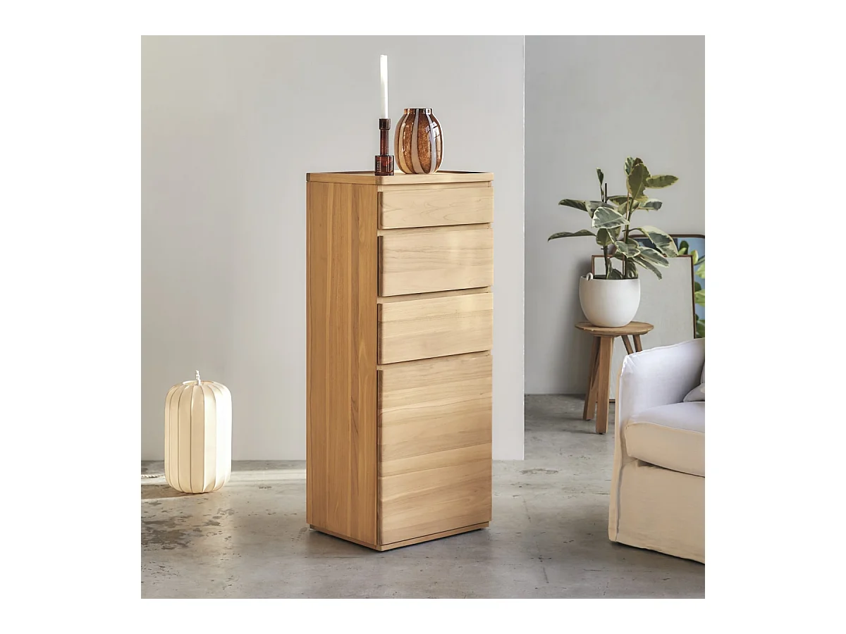 Chiffonnier en bois de teck massif Nino