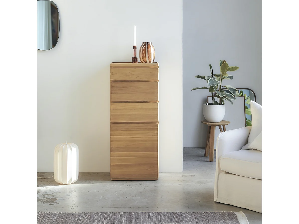 Hochkommode Nino aus massivem Teakholz
