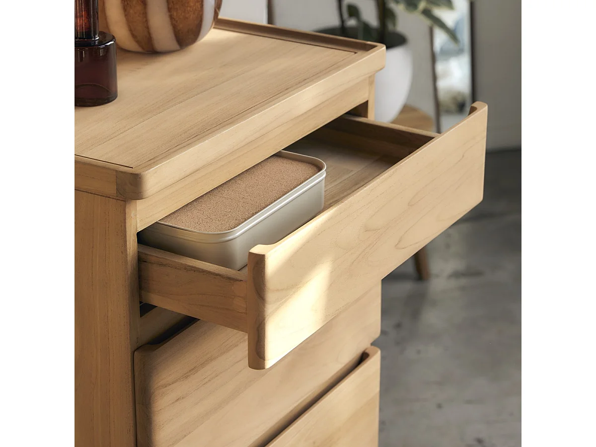 Hochkommode Nino aus massivem Teakholz