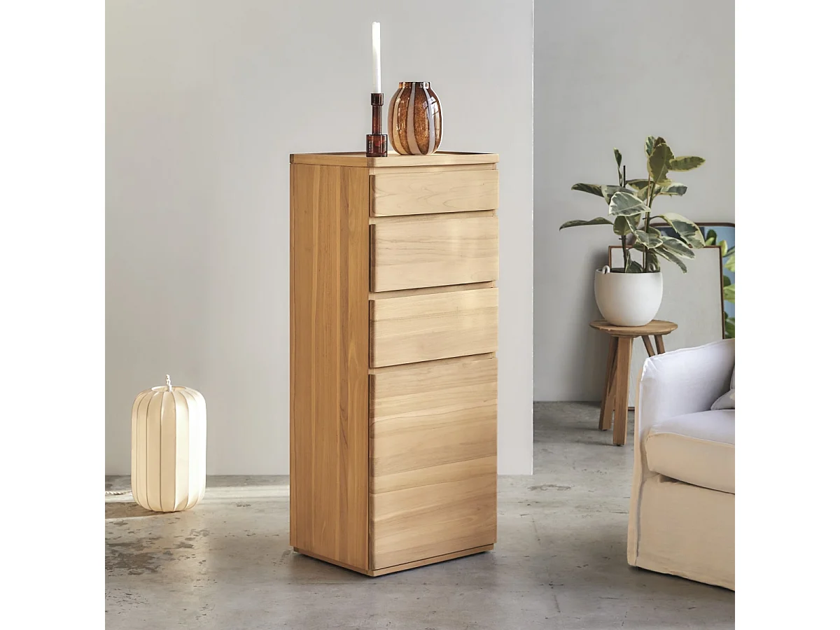 Hochkommode Nino aus massivem Teakholz