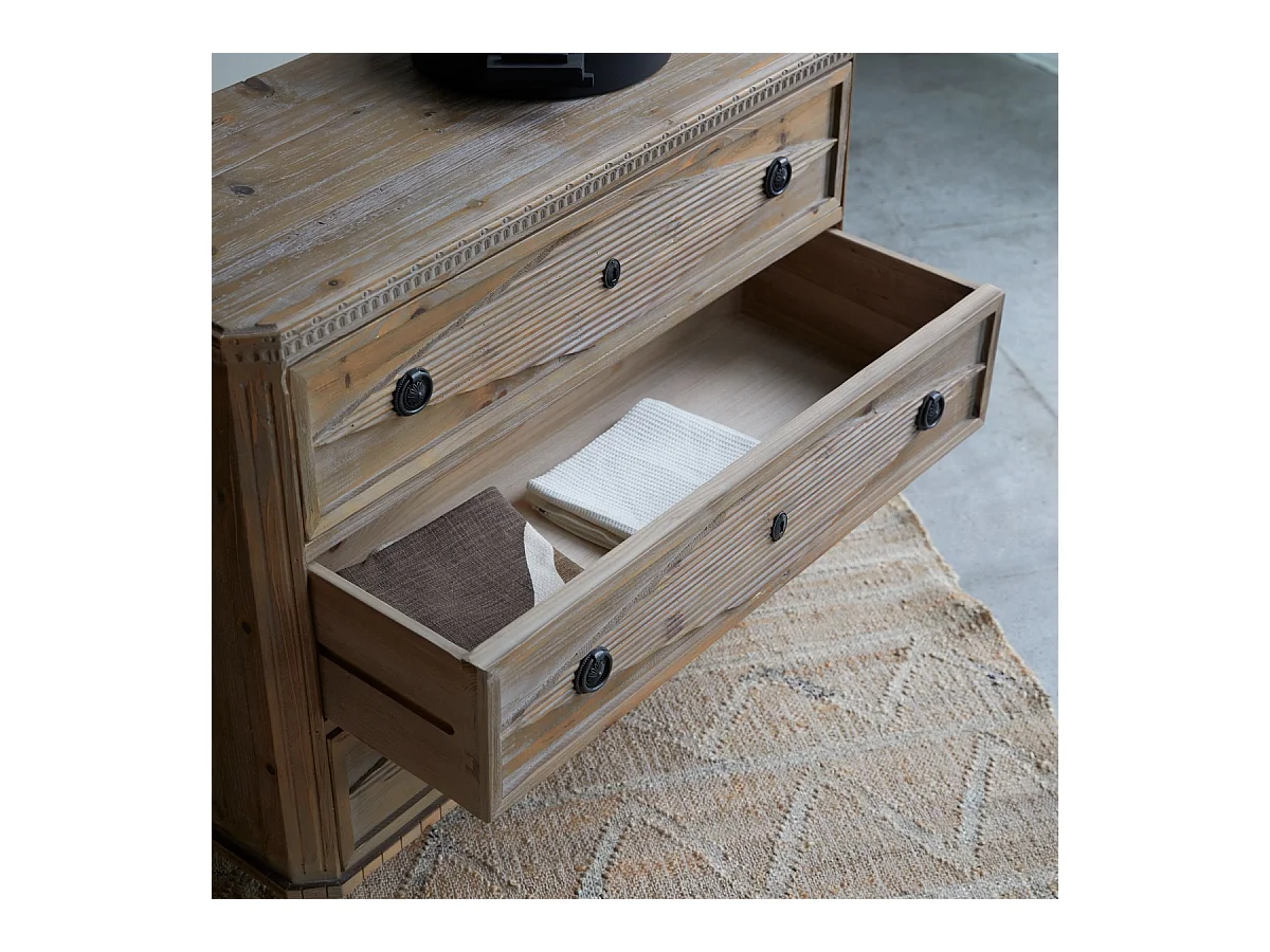 Cassettiera comò mobile in pino massello riciclato camera 3 cassetti arredo classico
