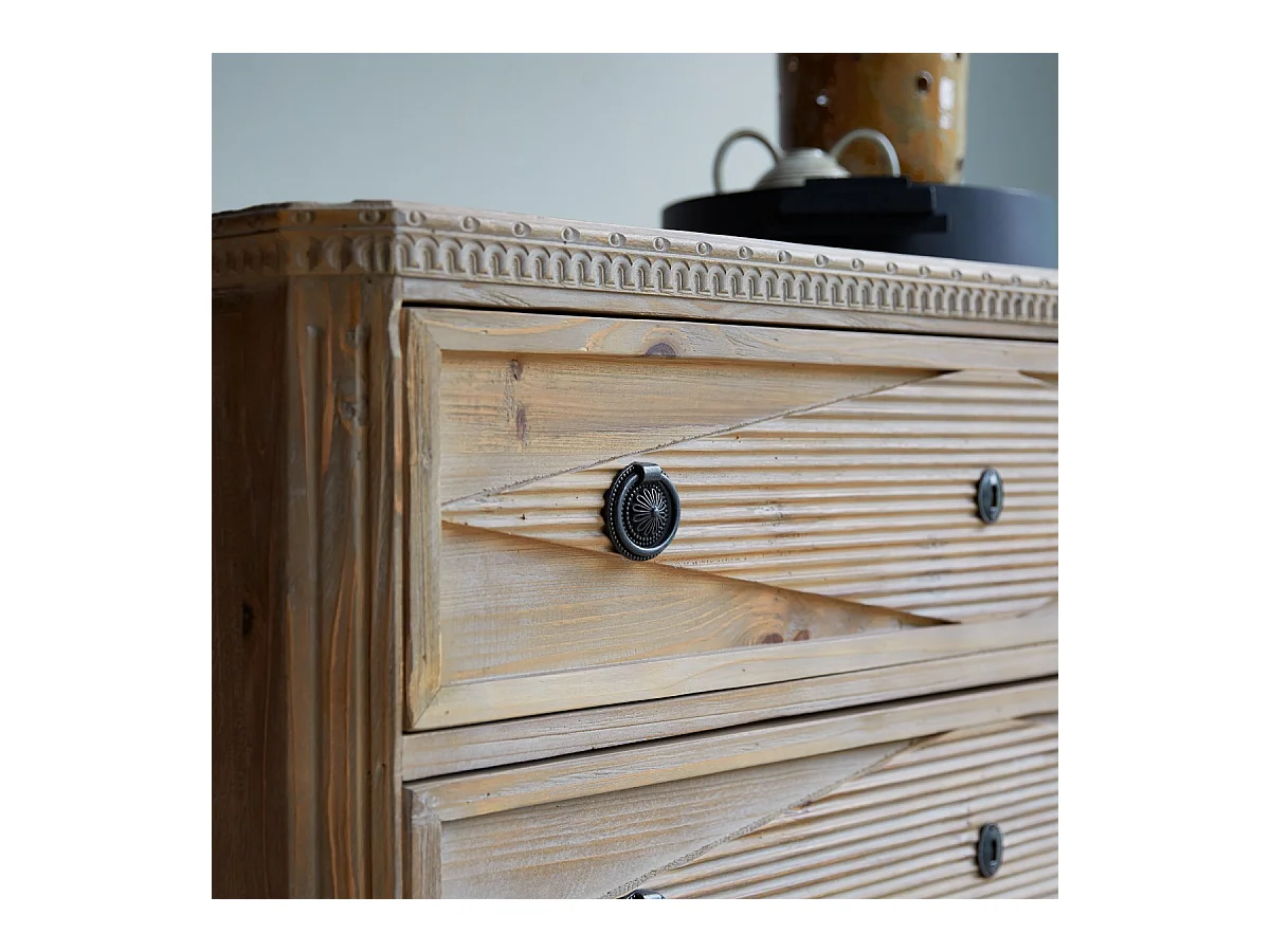 Cassettiera comò mobile in pino massello riciclato camera 3 cassetti arredo classico