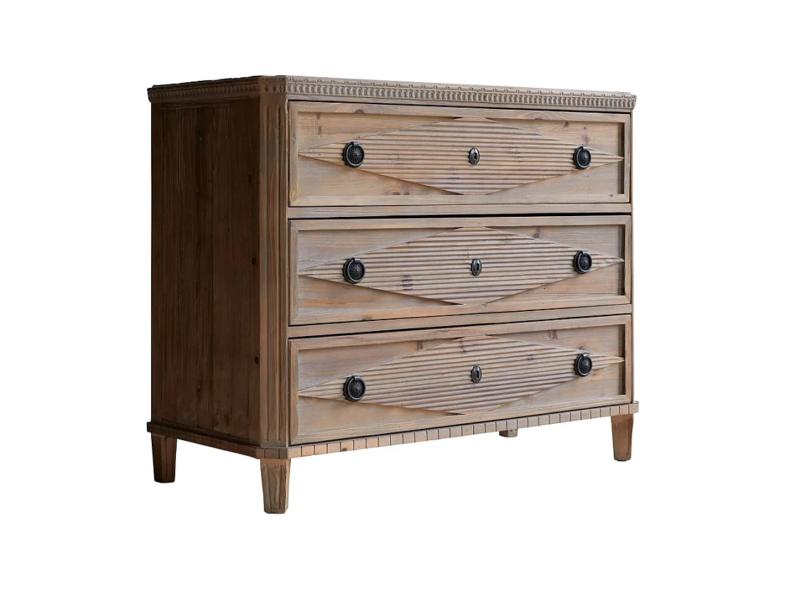 Cassettiera comò mobile in pino massello riciclato camera 3 cassetti arredo classico