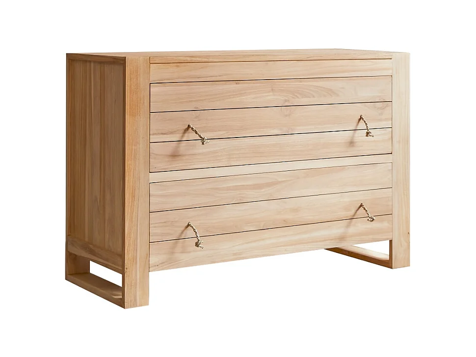 Cassettiera per bambini in legno di teak a 2 cassetti Minimalys