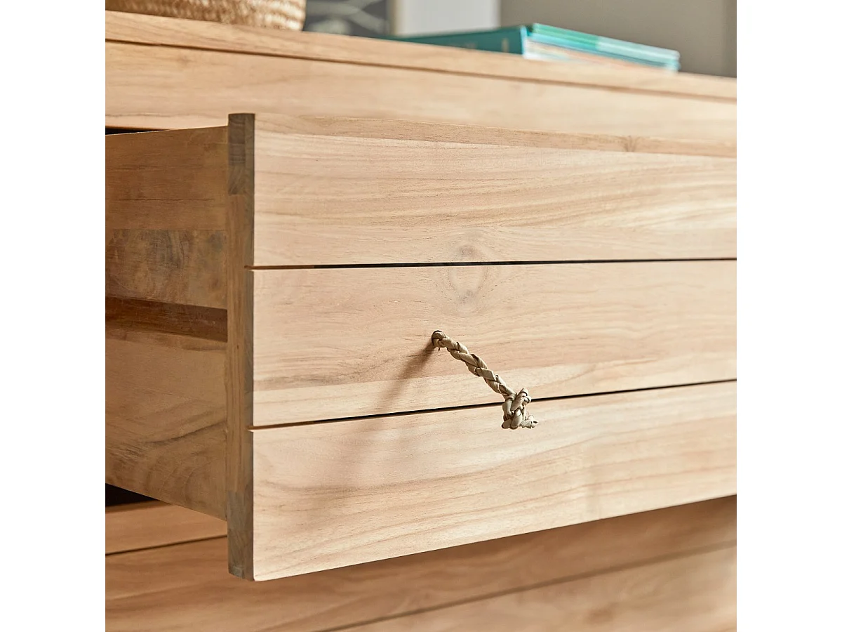 Cassettiera per bambini in legno di teak a 2 cassetti Minimalys