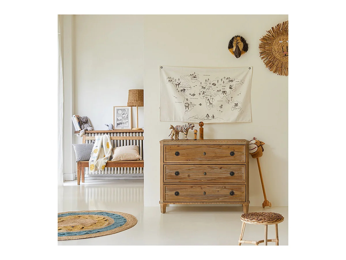 Cassettiera per bambini in pino massello riciclato 3 cassetti Emily