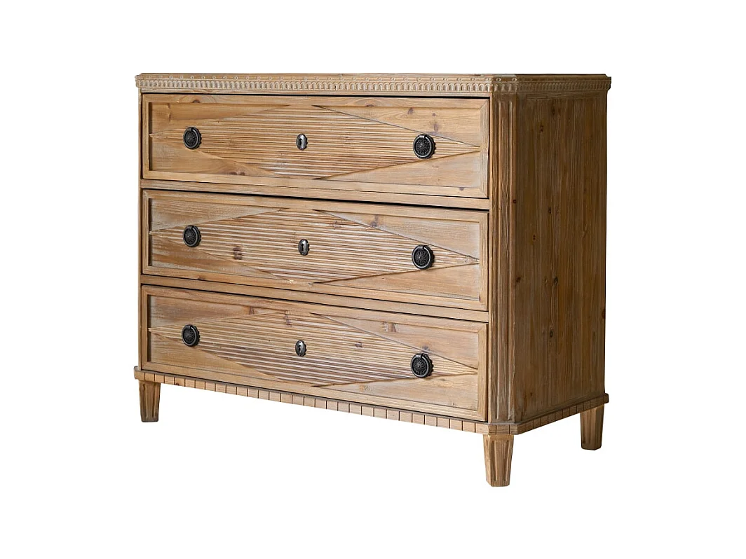 Cassettiera per bambini in pino massello riciclato 3 cassetti Emily