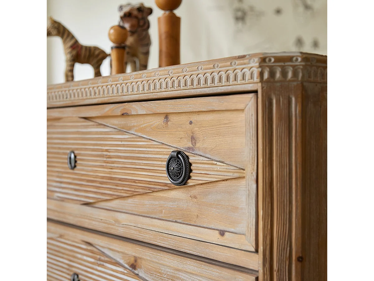 Kinderkommode aus massiver recycelter Pinie 3 Schubladen Emily