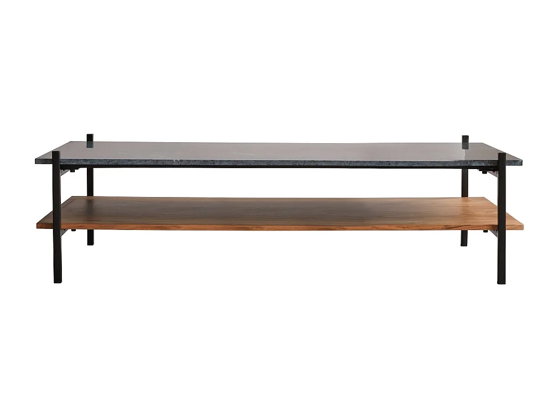 Tavolino basso in legno massello di acacia e marmo 130x65 Edit