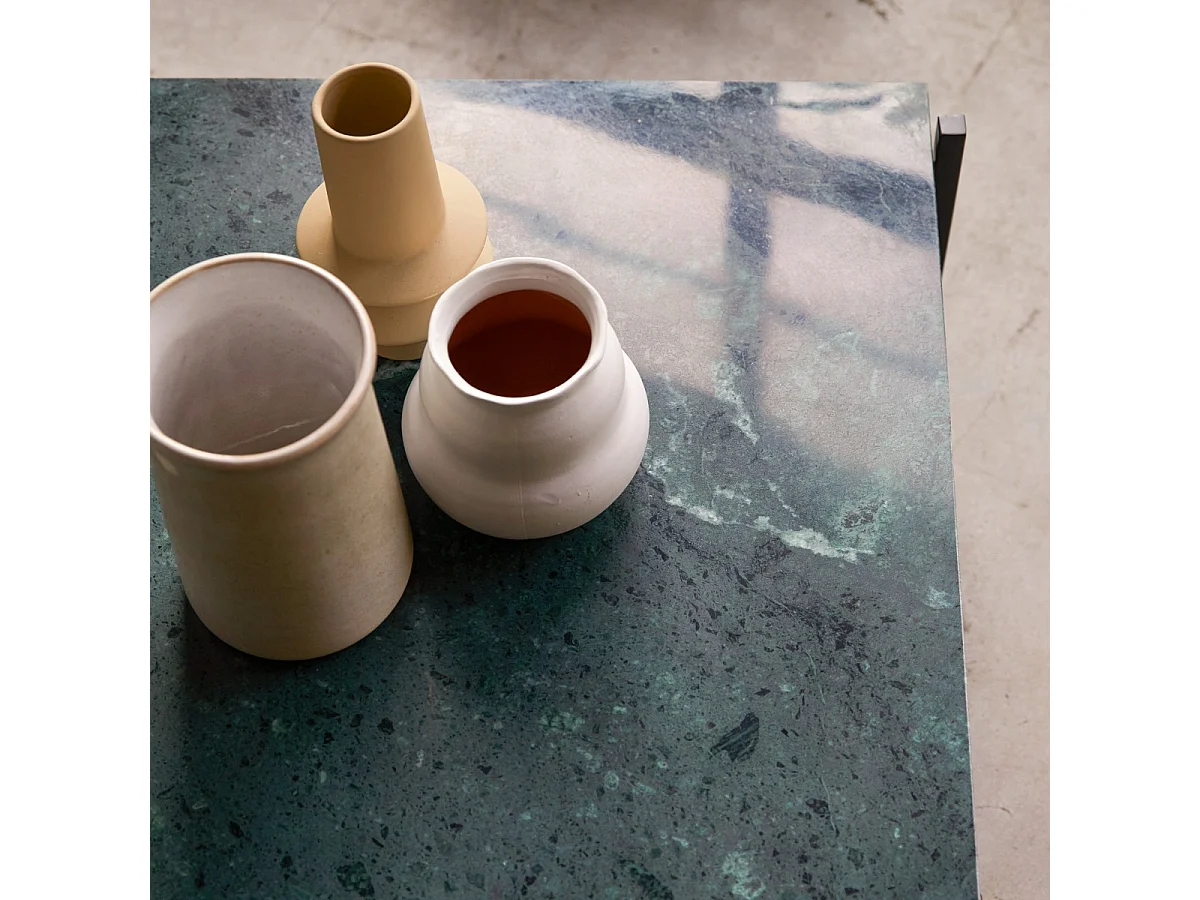 Tavolino basso in legno massello di acacia e marmo 130x65 Edit