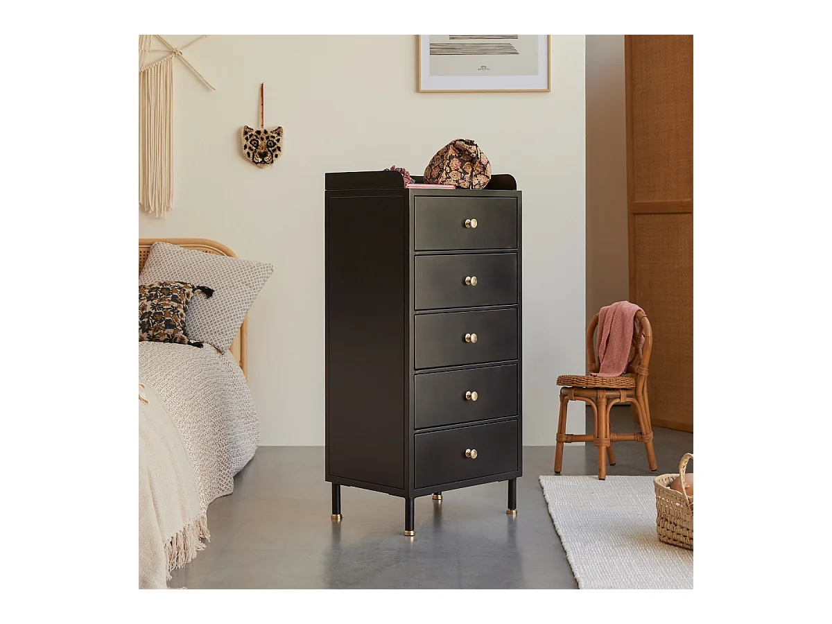 Cassettiera in metallo verniciato da 5 cassetti Anika