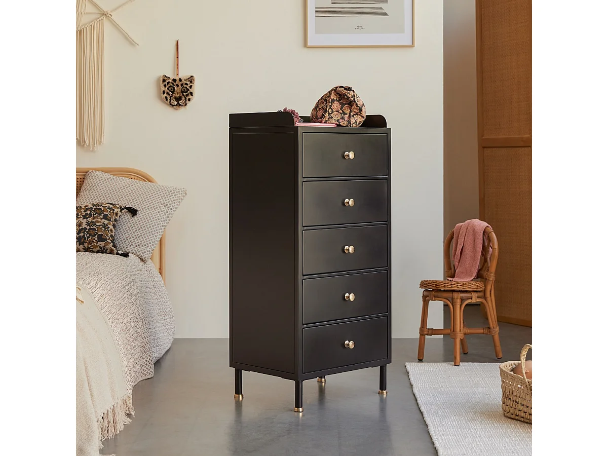 Cassettiera in metallo verniciato da 5 cassetti Anika