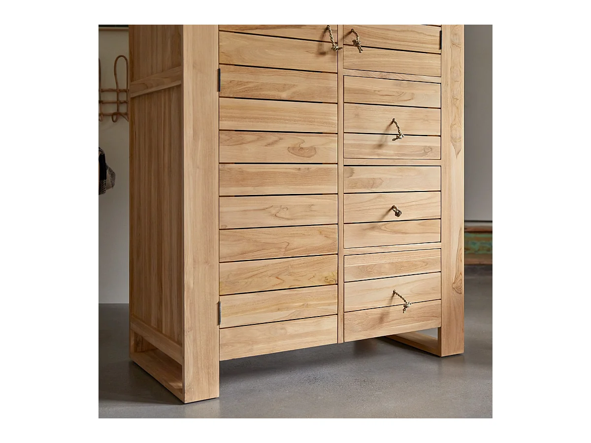Armadio guardaroba per bambini in legno di teak massello 180 Minimalys