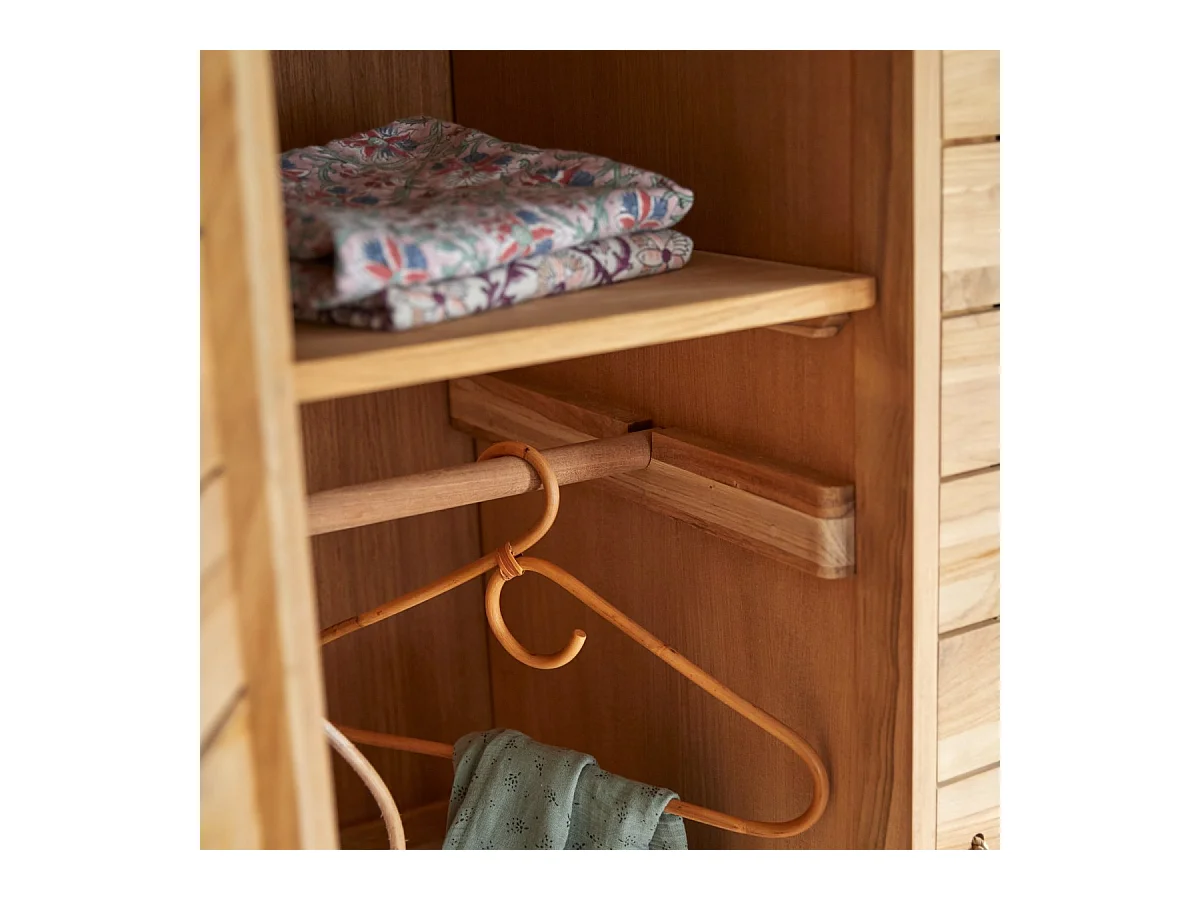 Armadio guardaroba per bambini in legno di teak massello 180 Minimalys