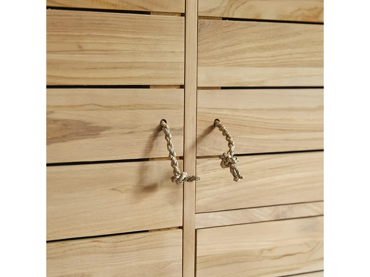 Kinder-Kleiderschrank mit Kleiderstange aus massivem Teakholz 180 Minimalys