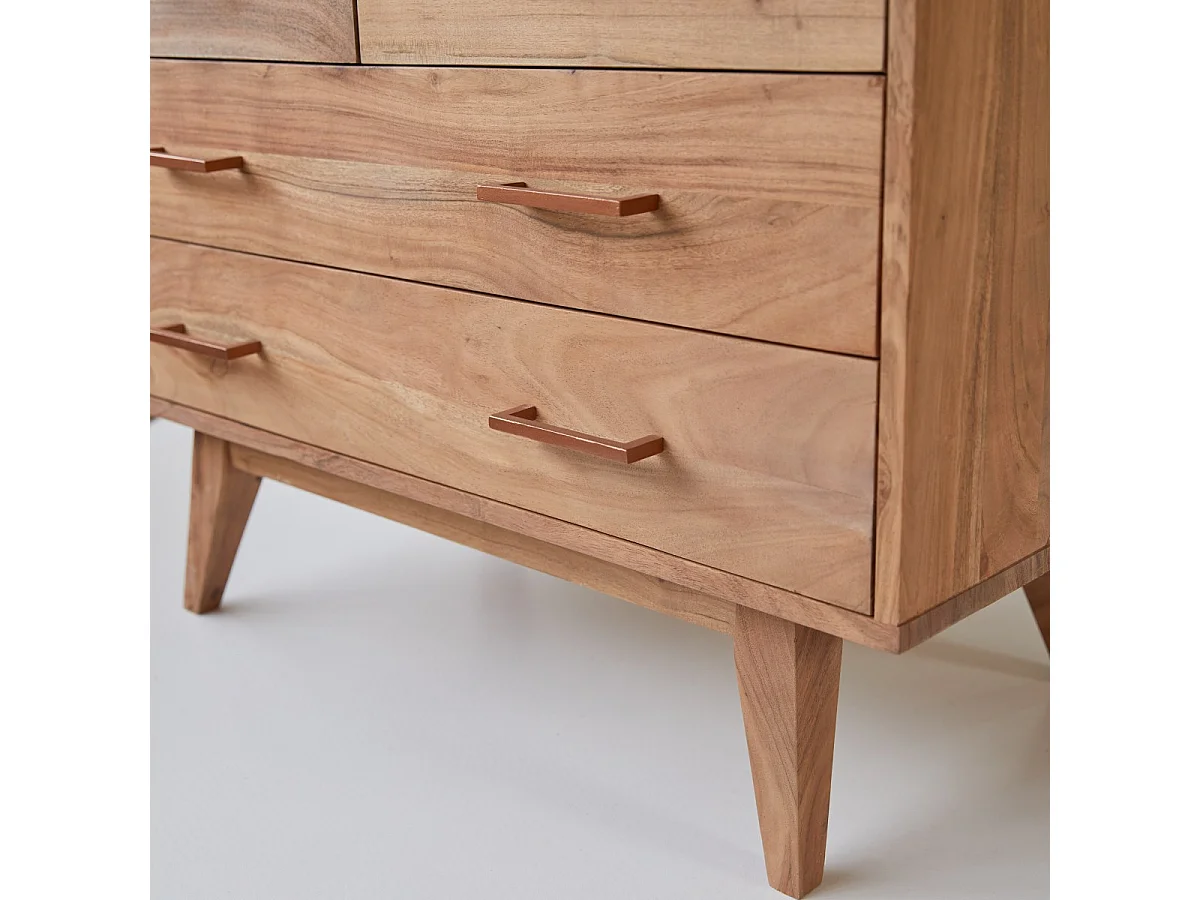 Cassettiera per bambini in legno di acacia 4 cassetti Oslo