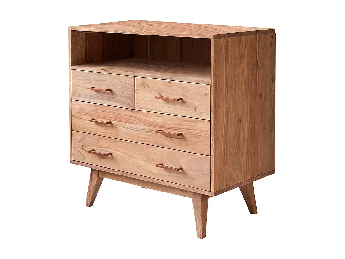 Cassettiera per bambini in legno di acacia 4 cassetti Oslo