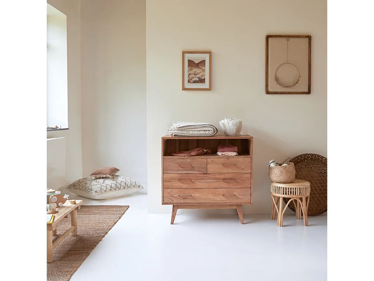 Commode enfant en bois d'acacia 4 tiroirs Oslo