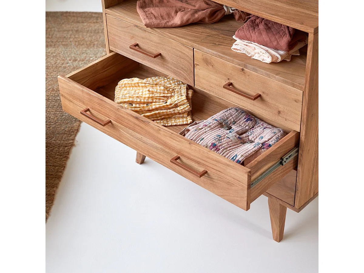 Commode enfant en bois d'acacia 4 tiroirs Oslo