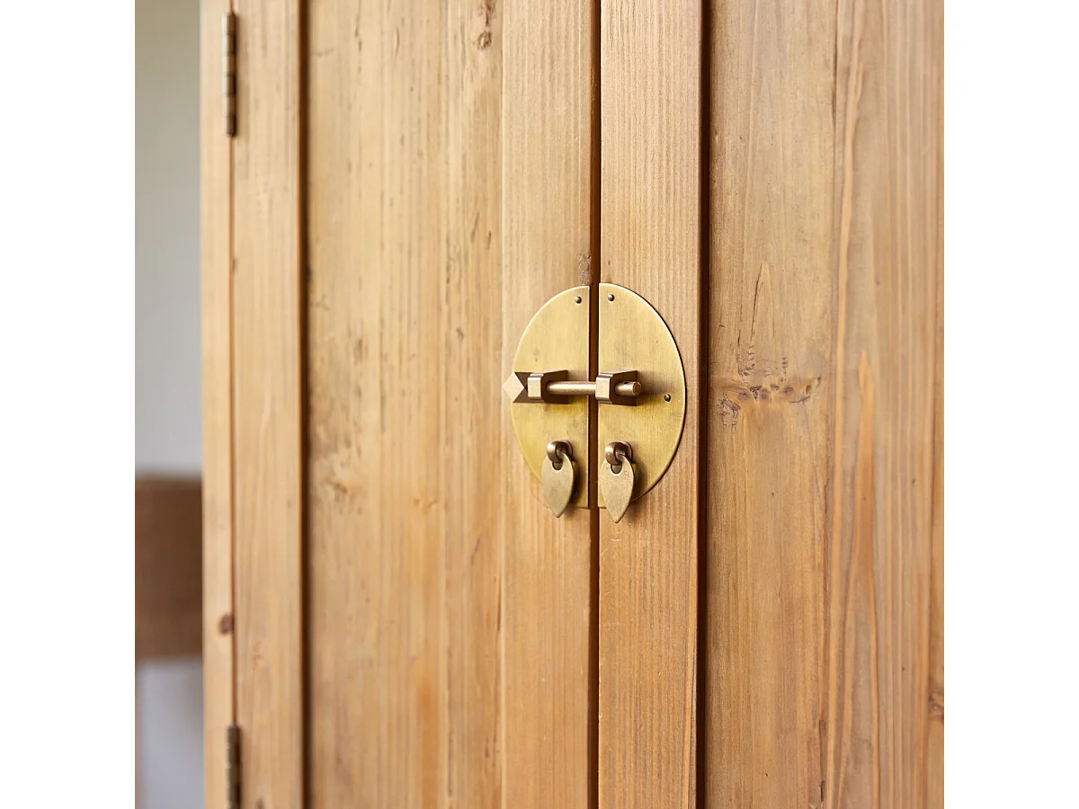 Kinderschrank Natur Yuki aus massivem Recycling-Kiefernholz