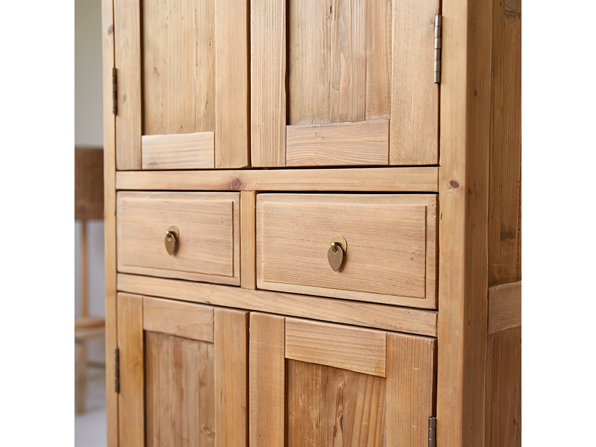 Kinderschrank Natur Yuki aus massivem Recycling-Kiefernholz