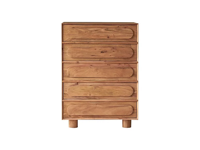 Cassettiera per bambini in legno di acacia massello 5 cassetti Olga