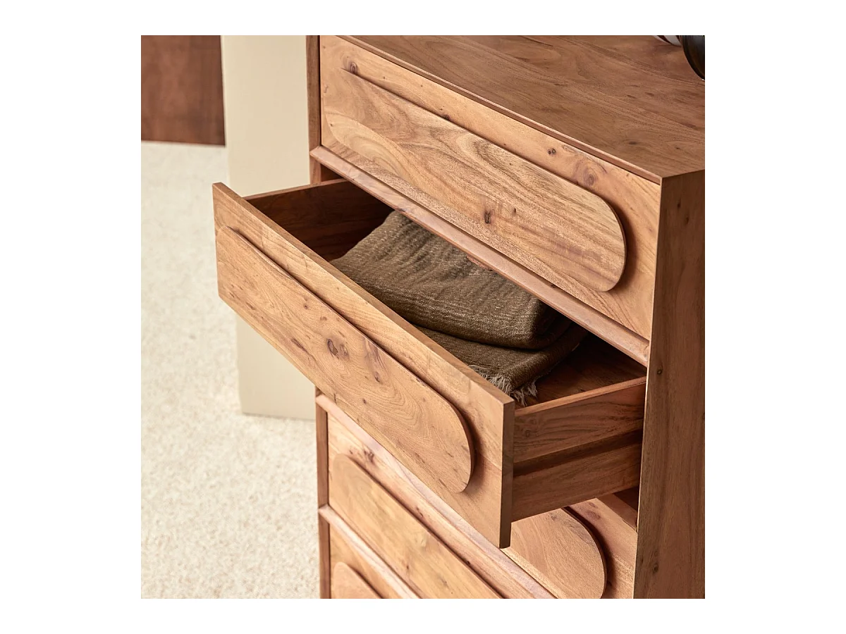 Cassettiera per bambini in legno di acacia massello 5 cassetti Olga