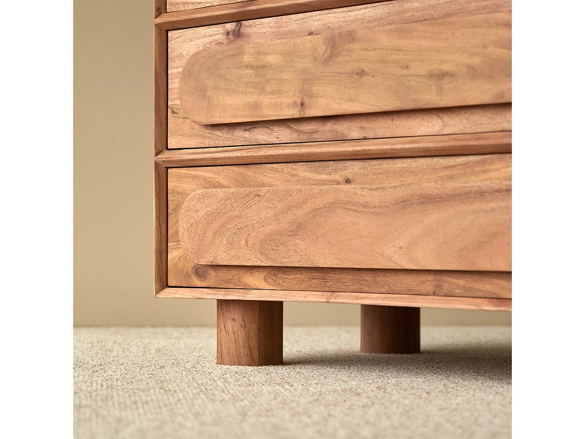 Cassettiera per bambini in legno di acacia massello 5 cassetti Olga