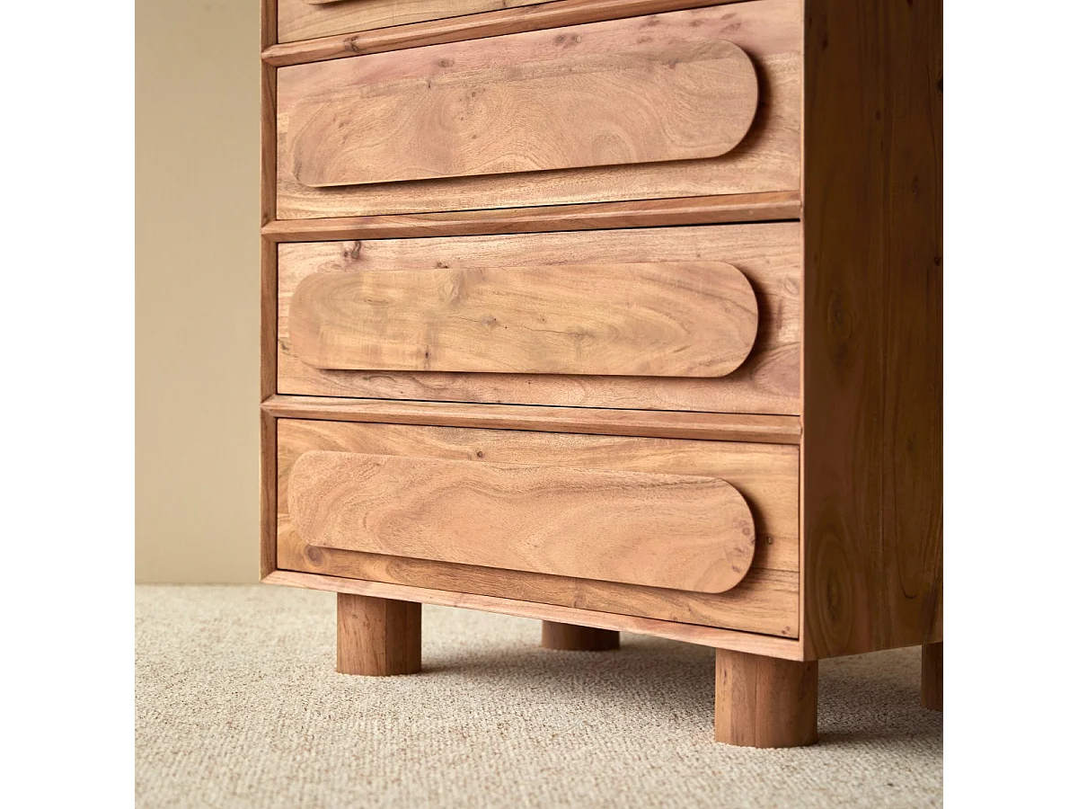 Cassettiera per bambini in legno di acacia massello 5 cassetti Olga