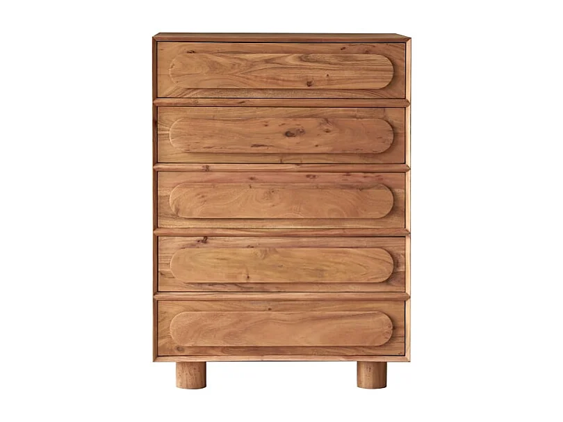 Hohe Kinderkommode Olga aus Akazienholz 5 Schubladen