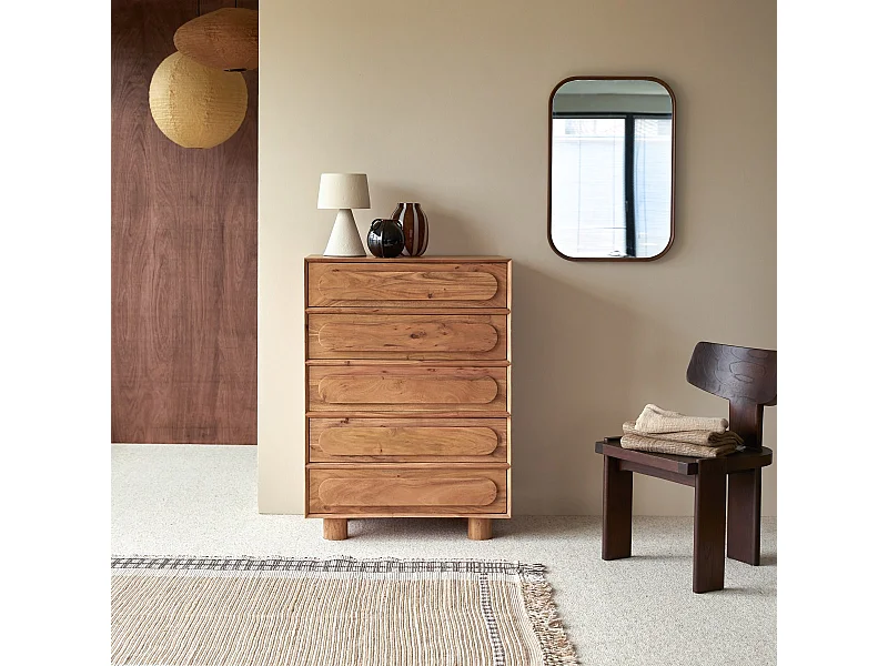 Cassettiera per bambini in legno di acacia massello 5 cassetti Olga