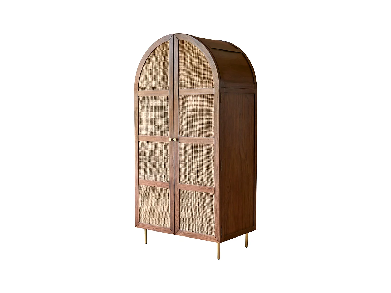 Kinderschrank Lisbeth aus Ulmenholz und Rattan