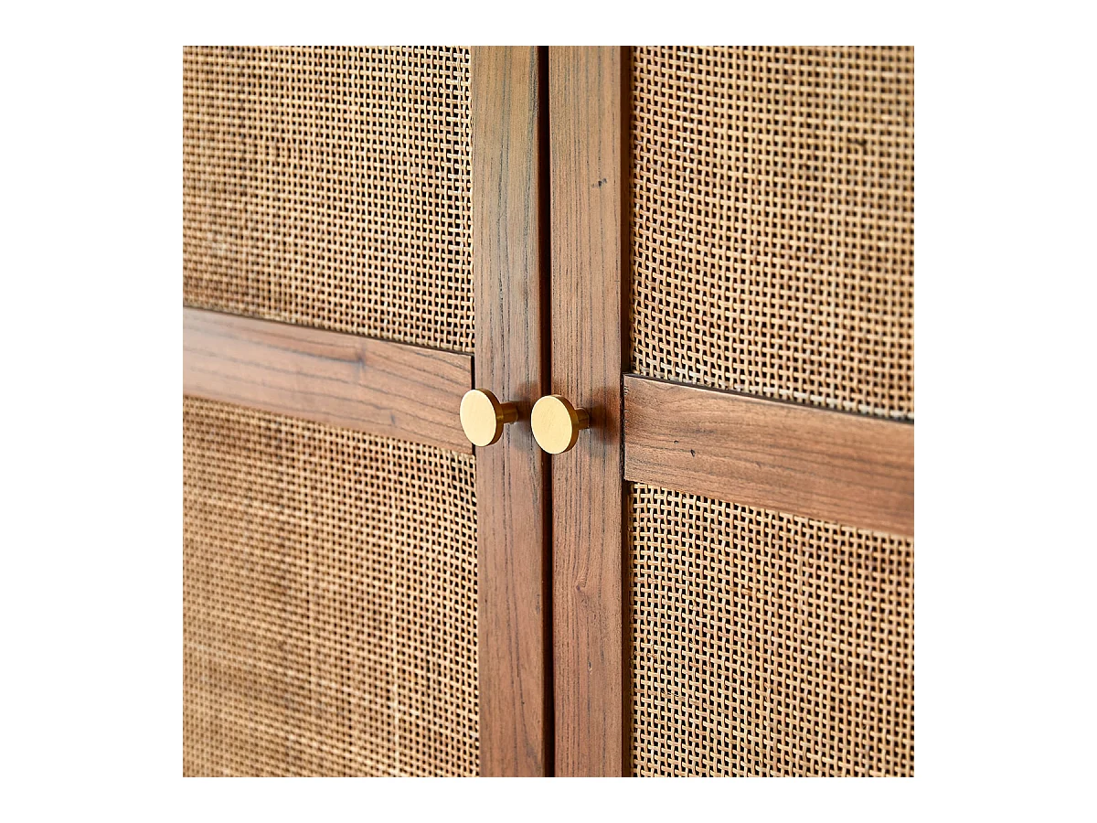 Kinderschrank Lisbeth aus Ulmenholz und Rattan