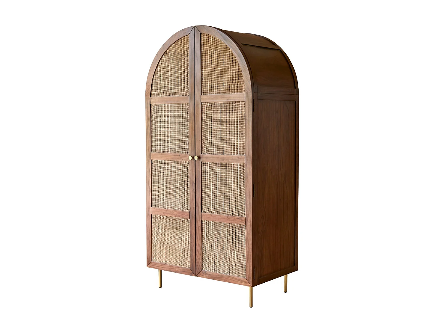 Armoire enfant en bois d'orme et rotin Lisbeth