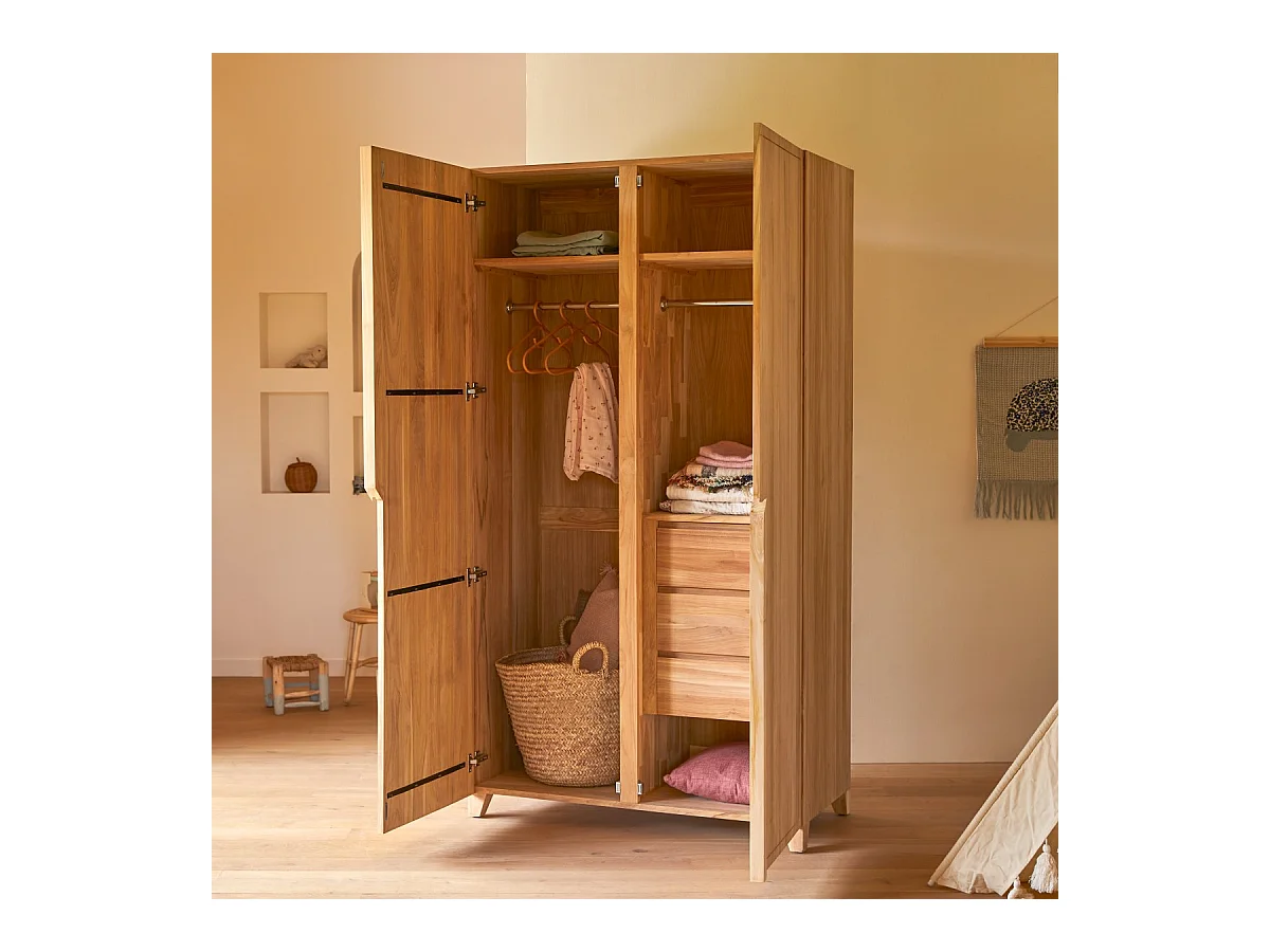 Armadio per bambini in legno di teak 210 Greta
