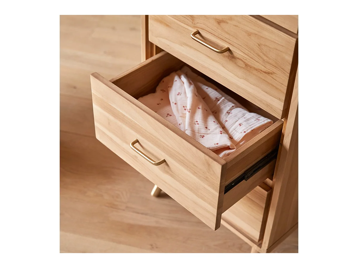 Cassettiera per bambini in legno di teak 4 cassetti Kort