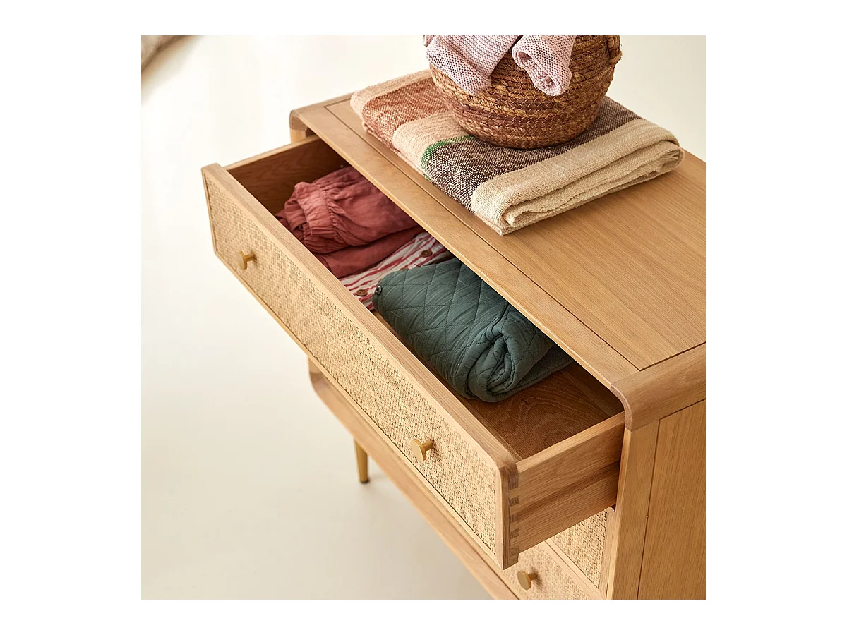 Commode enfant en bois de chêne 3 tiroirs Côme