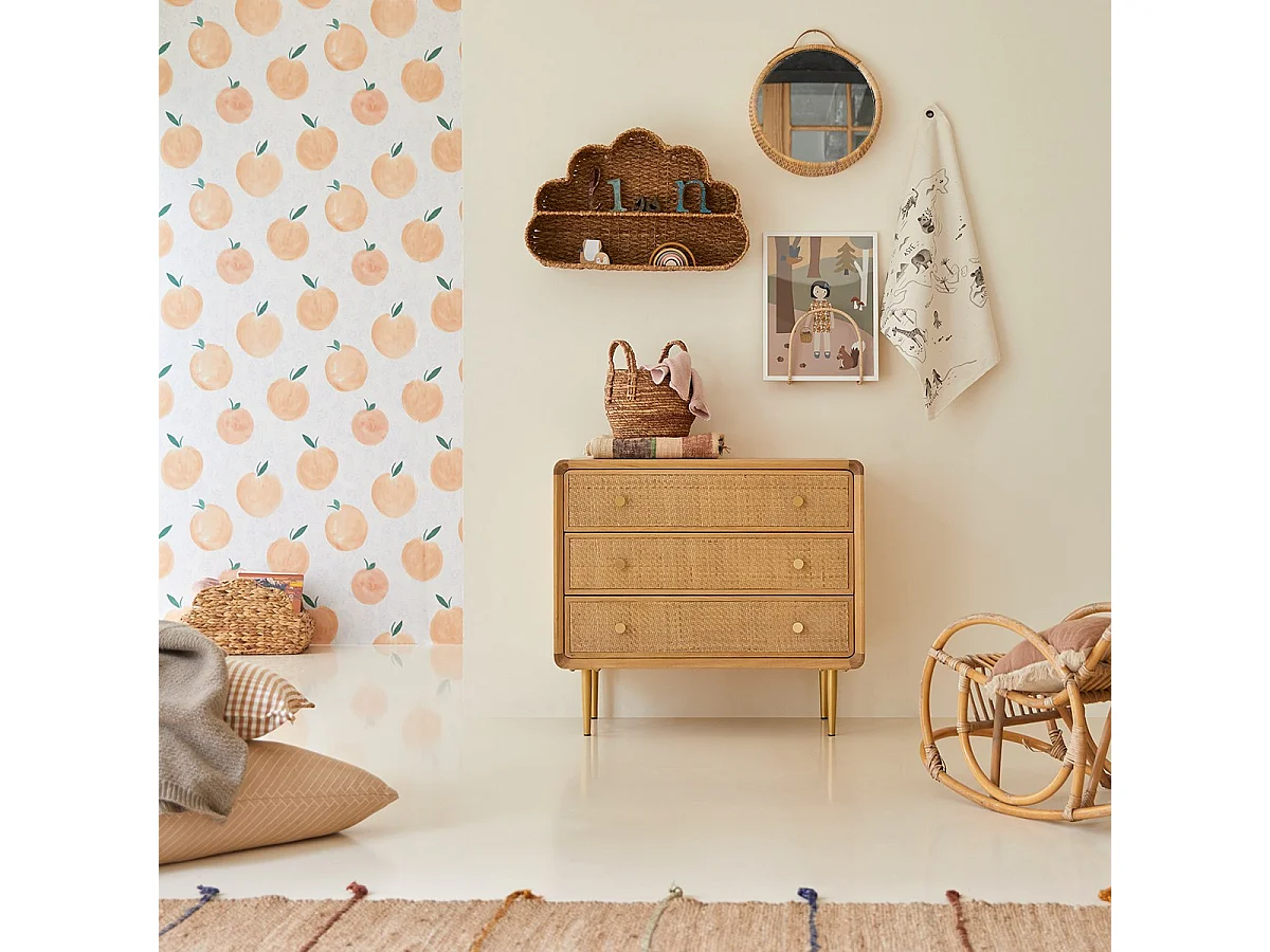 Cassettiera per bambini in legno di rovere a 3 cassetti Côme