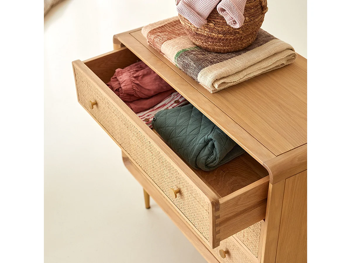 Cassettiera per bambini in legno di rovere a 3 cassetti Côme