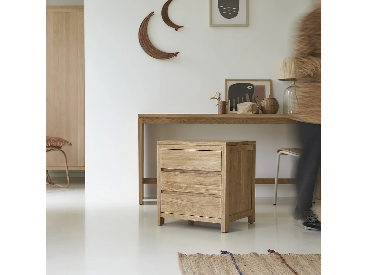 Cassettiera per bambini in legno di rovere massello 55 cm Eden