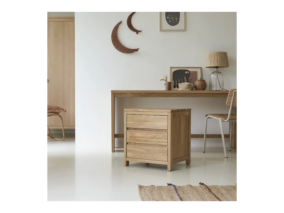 Cassettiera per bambini in legno di rovere massello 55 cm Eden