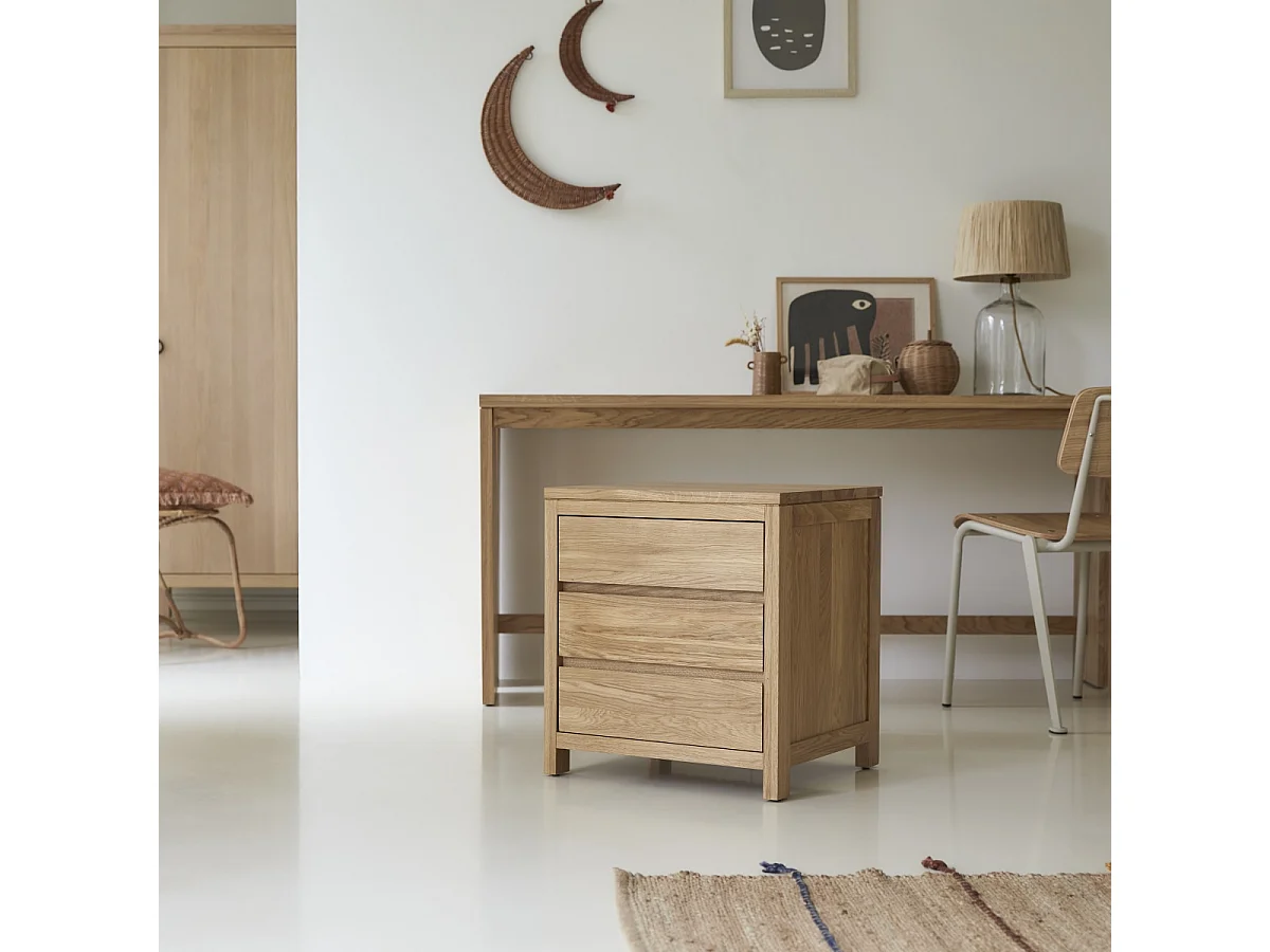 Cassettiera per bambini in legno di rovere massello 55 cm Eden