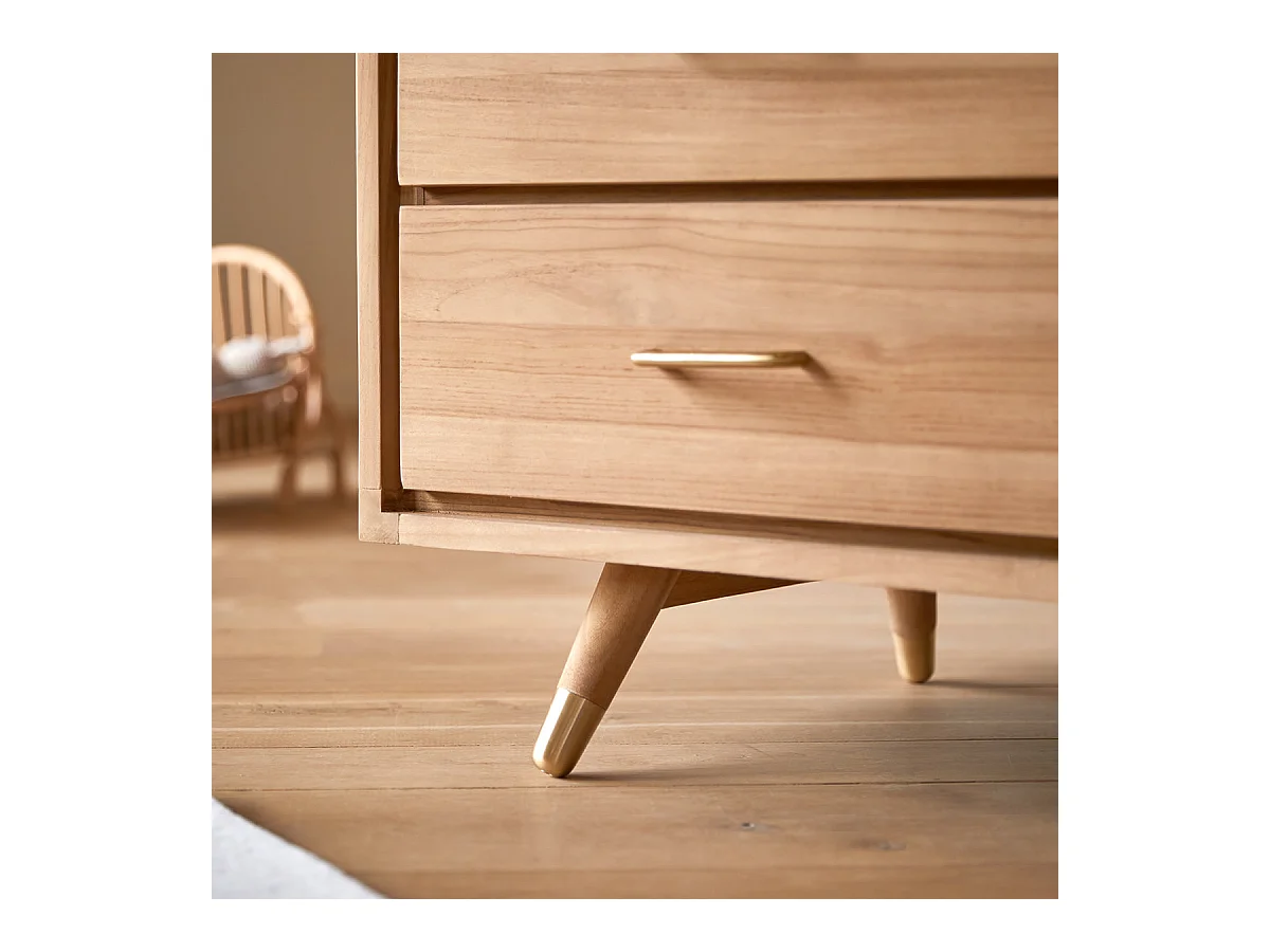 Kinderkommode Kort mit 6 Schubladen, aus massivem Teakholz