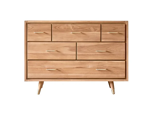 Kinderkommode Kort mit 6 Schubladen, aus massivem Teakholz