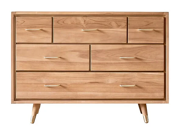 Kinderkommode Kort mit 6 Schubladen, aus massivem Teakholz
