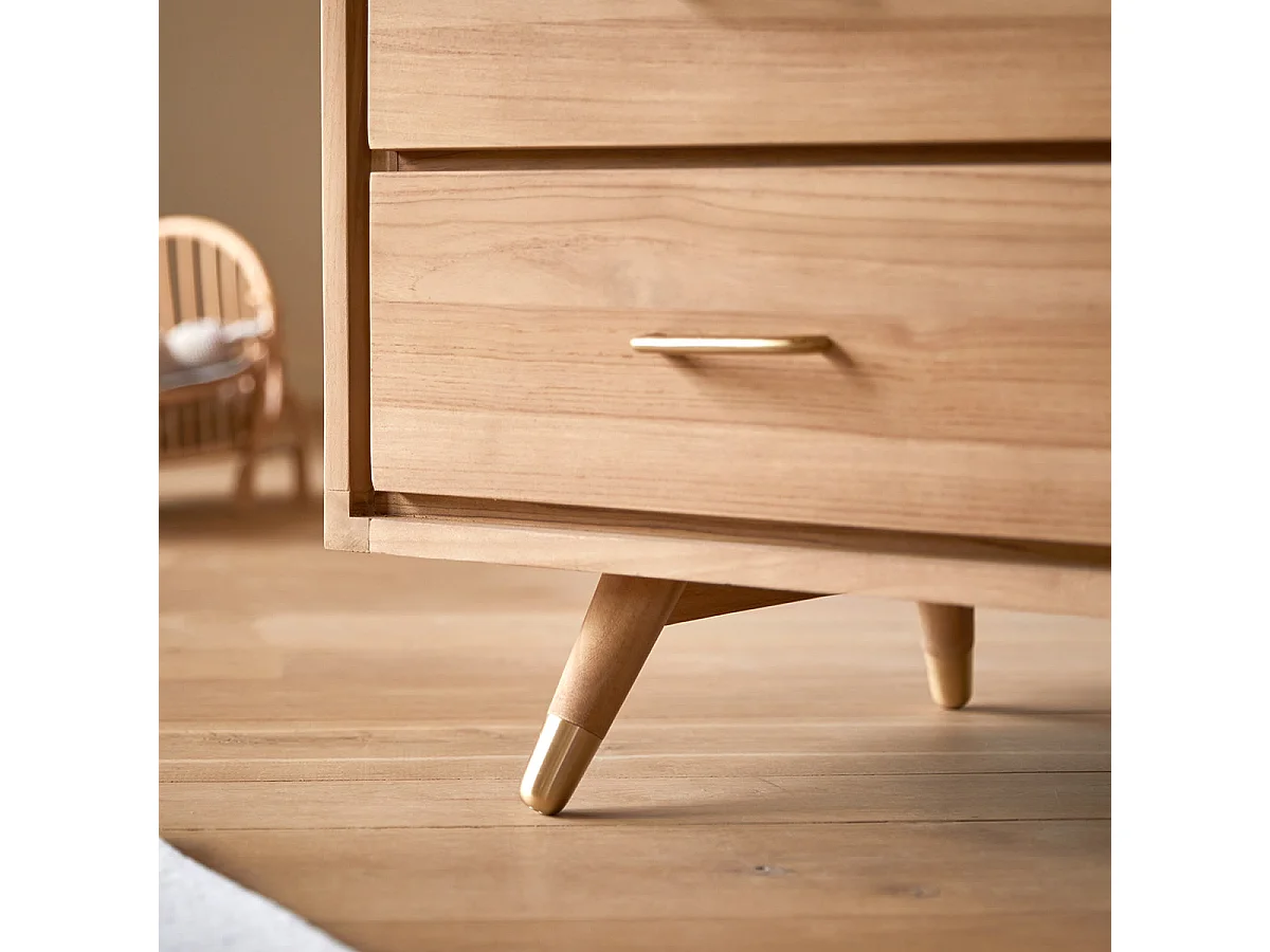 Kinderkommode Kort mit 6 Schubladen, aus massivem Teakholz