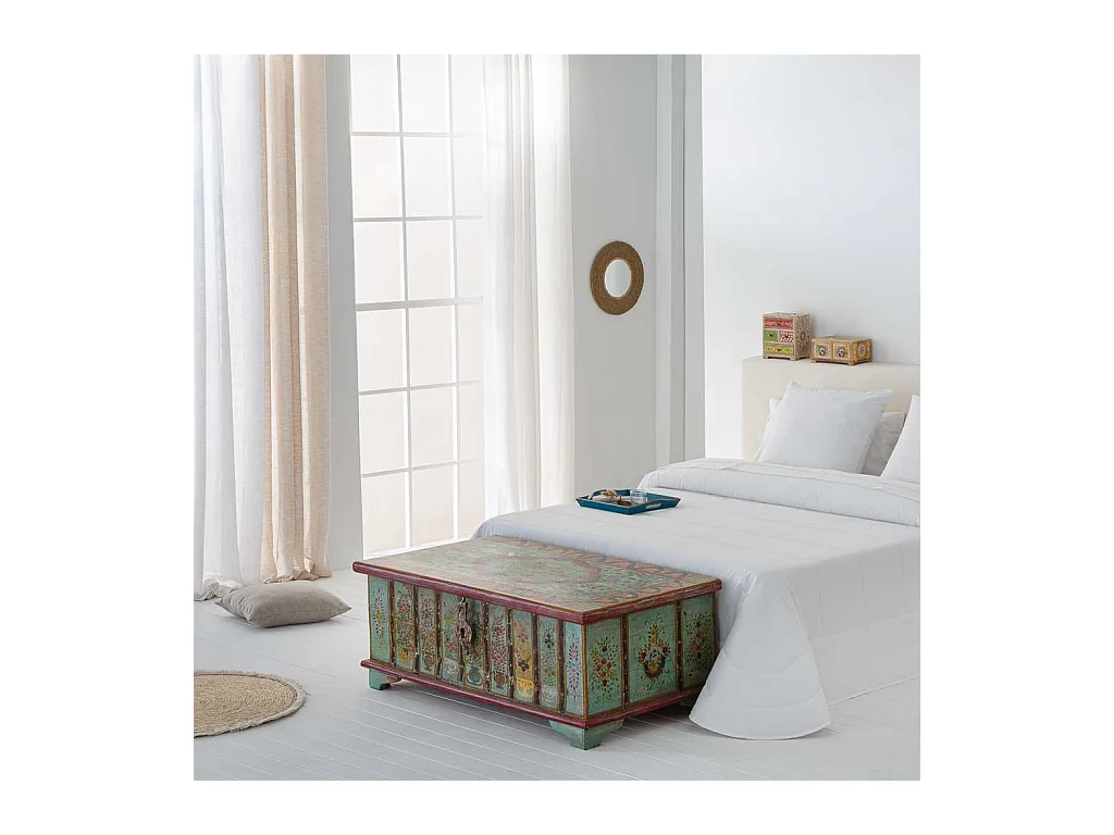 Baú de madeira multicolorido pintado à mão, 120x64x44h cm