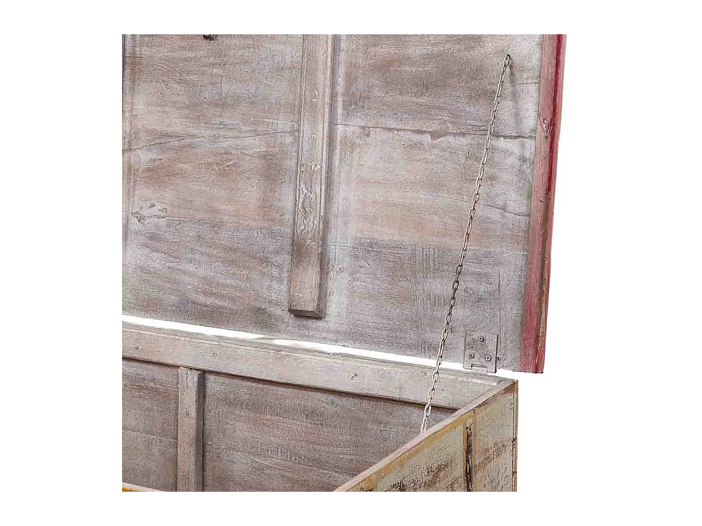 Baú de madeira multicolorido pintado à mão, 120x64x44h cm