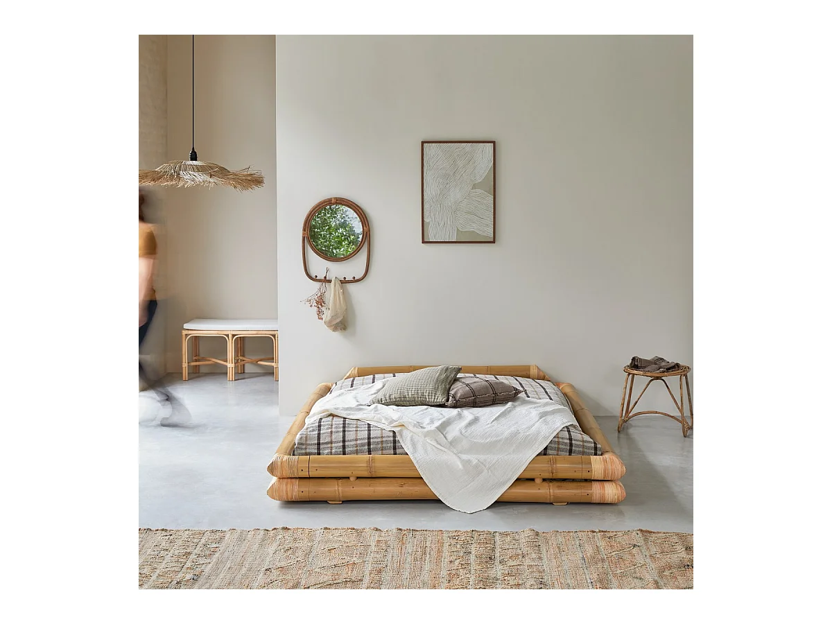 Futonbett aus Bambus für 160x200 Matratzen Schlafzimmer Bett 2 Personen