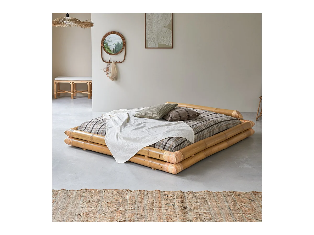 Futonbett aus Bambus für 160x200 Matratzen Schlafzimmer Bett 2 Personen